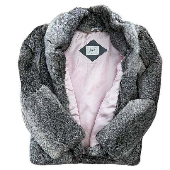 ADA Vintage Color Gray 100% Dyed Rabbit Fur Jacket Coat Size M - Picture 5 of 8